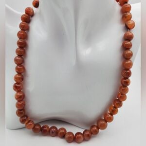 Amber cream‎ bakelite necklace heavy fine jewelry N1029